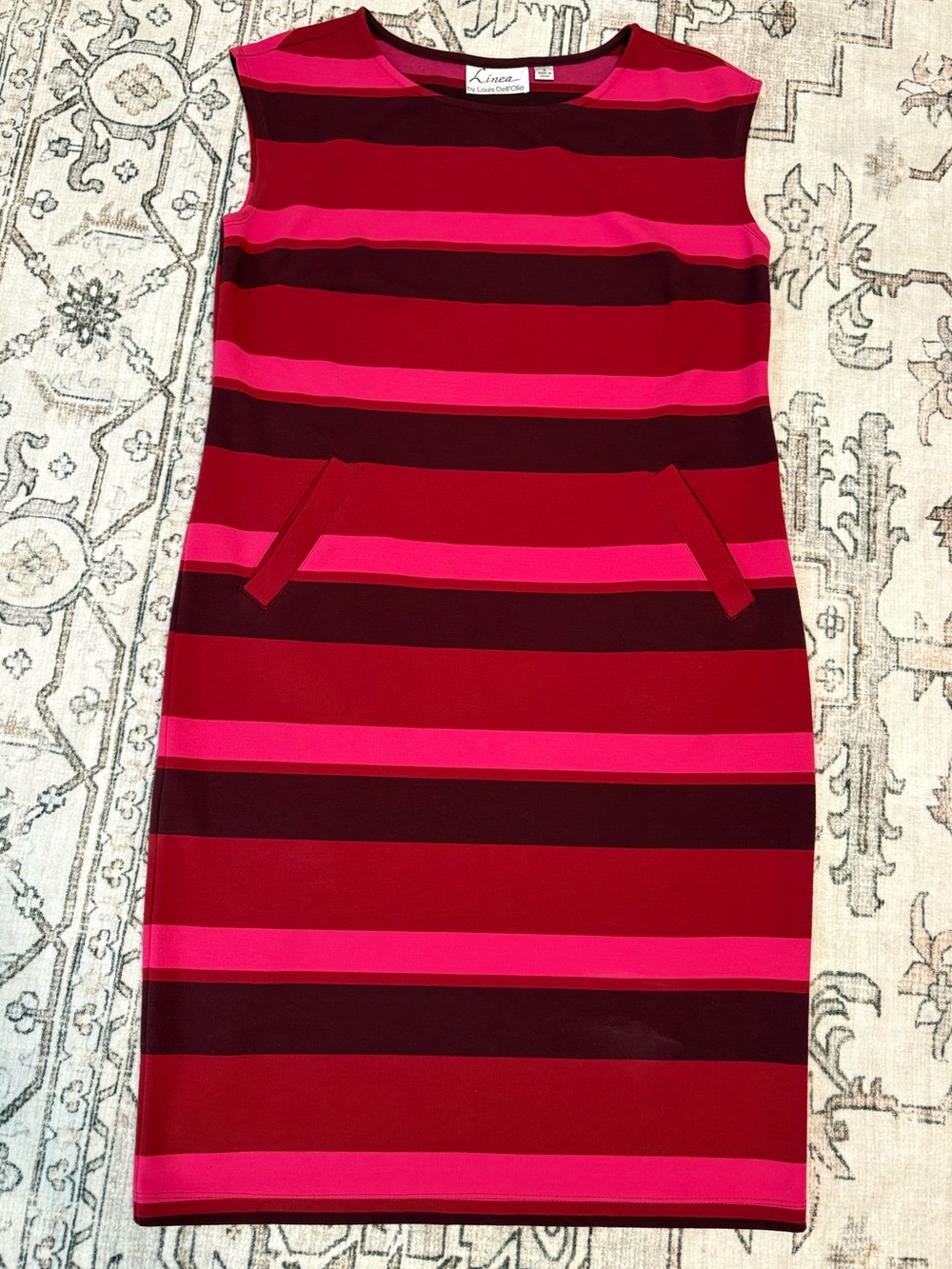 Linea by Louis Dell'Olio Red & Hot Pink Striped Midi Dress